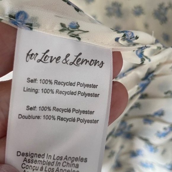 For Love And Lemons Chateau Puff Sleeve Floral Top Cream Blue Size Small - Picture 4 of 4